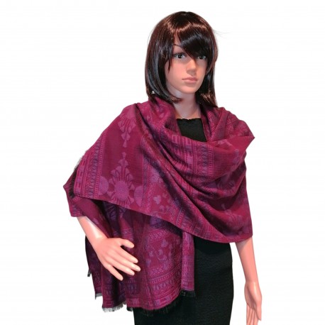 Jones - Lotus et Papyrus, Laine & soie Bordeaux 70cm