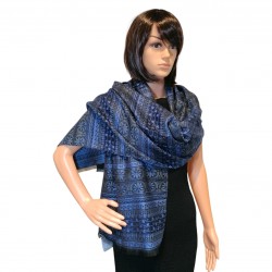 Jones - Palmettes grecques, Laine & soie Bleu 45cm