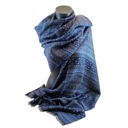 Jones - Palmettes grecques, Laine & soie Bleu 70cm
