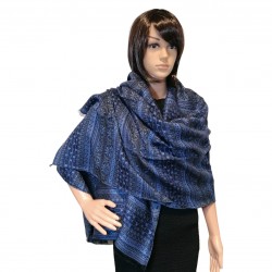 Jones - Palmettes grecques, Laine & soie Bleu 70cm